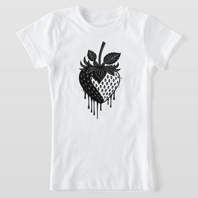 Melting Drip Strawberry Artwork T Shirt (Laydown)