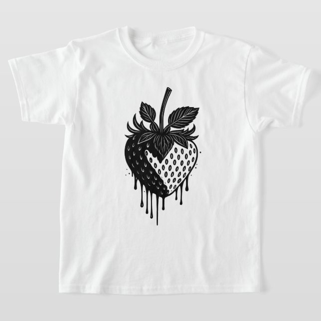 Melting Drip Strawberry Artwork T Shirt (Laydown)