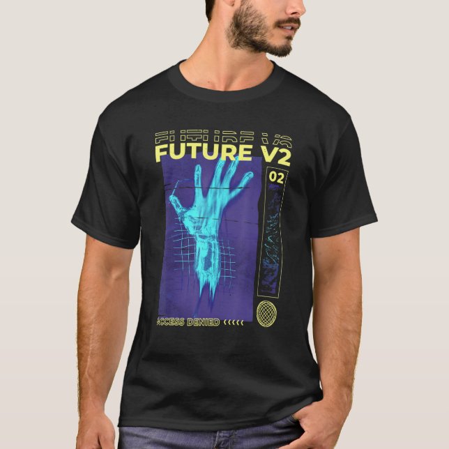 Melting Hand Futurism Future Virtual Reality KI AI T Shirt (Framsida)