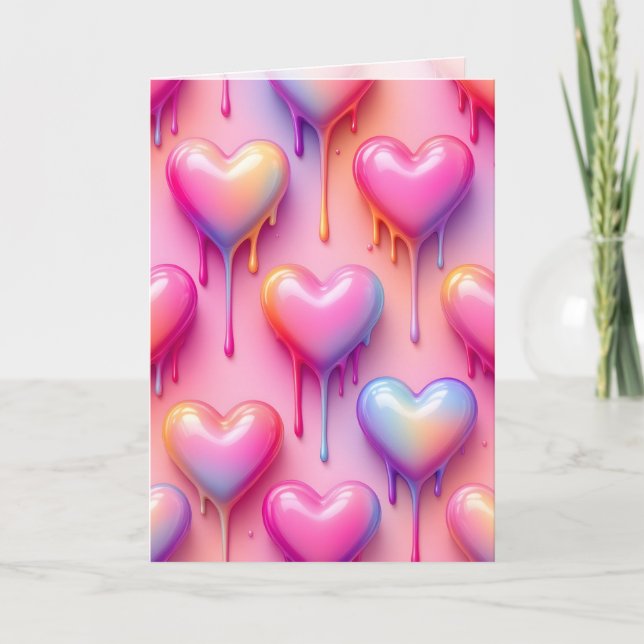 Melting Heart Greeting Card – Modern Pastel Love A Kort (Framsida)