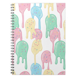 Melting Ice Cream and Sprinkles Pattern  Anteckningsbok