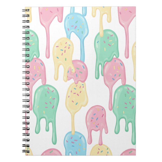 Melting Ice Cream and Sprinkles Pattern  Anteckningsbok (Framsidan)