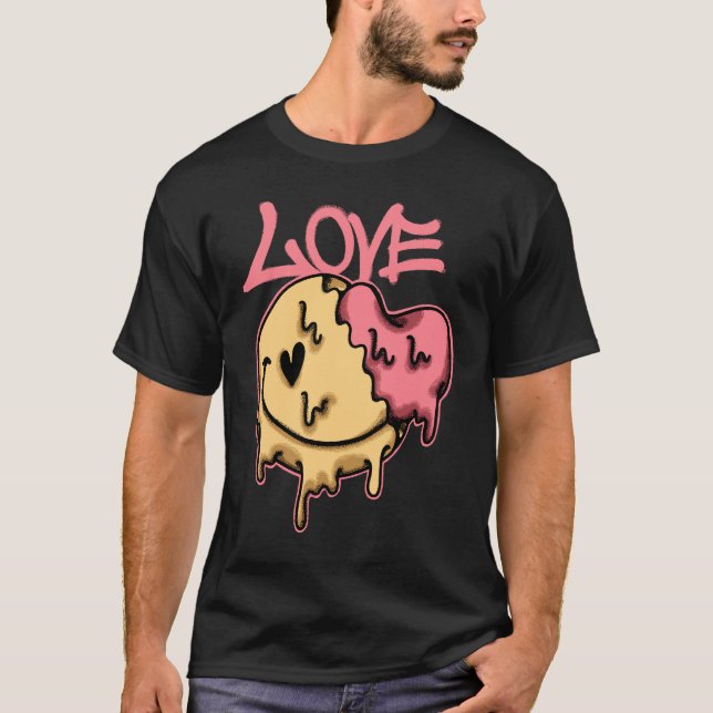 Melting Smiley with Love streetwear  T Shirt (Framsida)