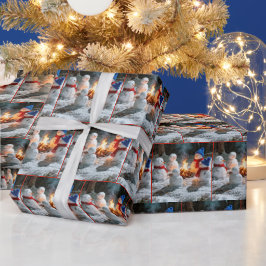 Melting Snowmen Sitting Around a Campfire Presentpapper