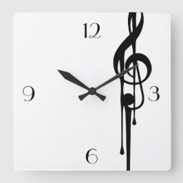 MELTPOINT WHITE Black G-Clef Big Anpassningsbar Nu Fyrkantig Klocka