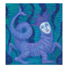 Melusine, Melusina, fantasi, surreal, vatten-sprit Fototryck
