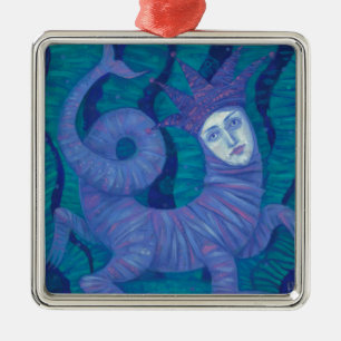 Melusine, Melusina, fantasi, surreal, vatten-sprit Julgransprydnad Metall