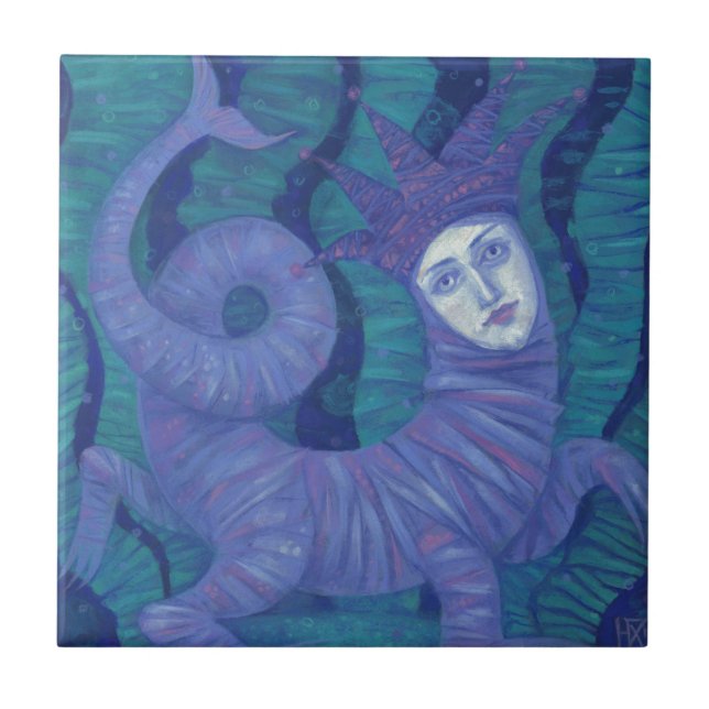 Melusine, Melusina, fantasi, surreal, vatten-sprit Kakelplatta (Framsidan)