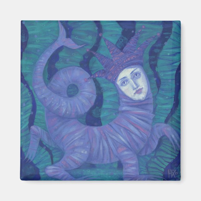 Melusine, Melusina, fantasi, surreal, vatten-sprit Magnet (Framsidan)