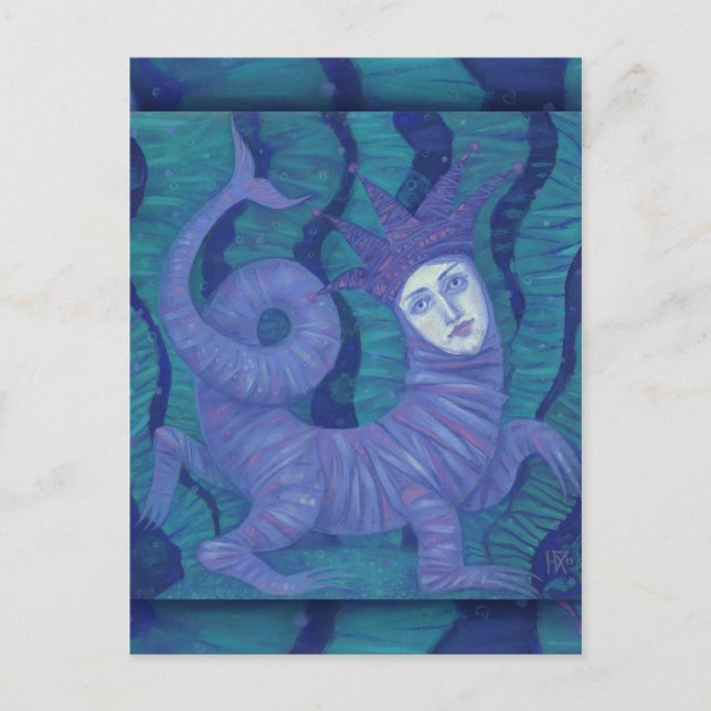 Melusine, Melusina, fantasi, surreal, vatten-sprit Vykort (Framsida)
