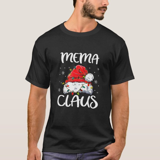Mema Claus jul Pajama-familjen som matchar Julafto T Shirt (Framsida)