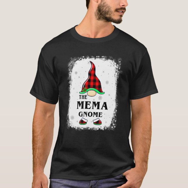 Mema Gnome Buffalo Plade Matching Family Julafton  T Shirt (Framsida)