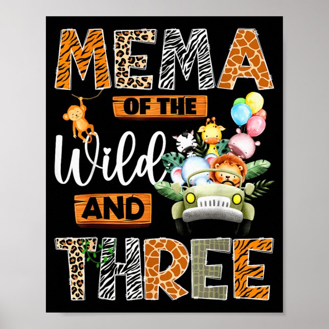 Mema Of The Wild And Three 3rd Birthday Boy Safari Poster (Framsidan)