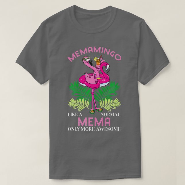 Memaming Mema Flamingo Kärlek Grandma G. T Shirt (Design framsida)