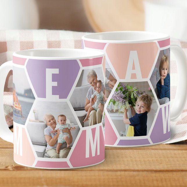 MEMAW 5 Photo Editable 5 Brev Honeycomb Kaffemugg (Skapare uppladdad)