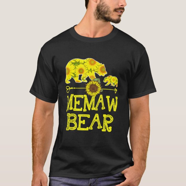 Memaw Bear Sunblomma Mor Far T Shirt (Framsida)