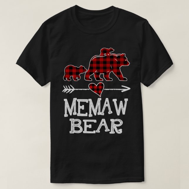 Memaw Bear Two Unge Red Plade Memaw jul Paja T Shirt (Design framsida)