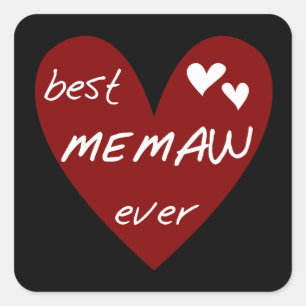 Memaw för röd hjärta bäst någonsin Tshirts och Fyrkantigt Klistermärke