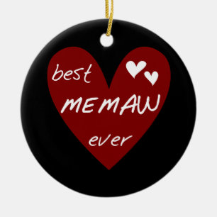 Memaw för röd hjärta bäst någonsin Tshirts och Julgransprydnad Keramik