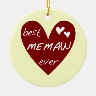 Memaw för röd hjärta bäst någonsin Tshirts och Julgransprydnad Keramik