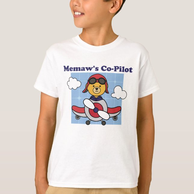 Memaw Little Co-Pilot - Cute Airplane T Shirt (Framsida)