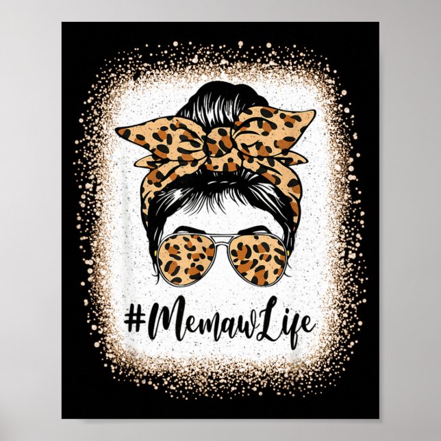 Memaw liv blekt leopard tovig baddräkt mors dag poster (Framsidan)