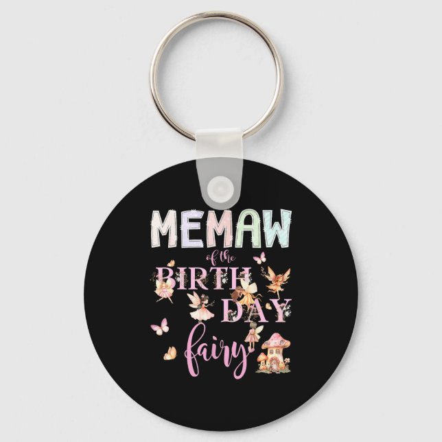 Memaw Of The Birthday Fairy Birthday Girl Magical  Nyckelring (Framsida)