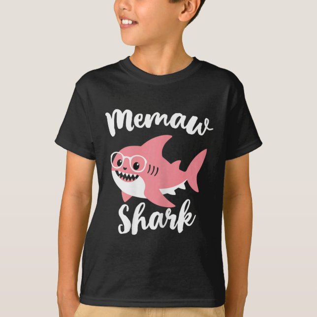 Memaw Shark Mors dag Grandma Funny T Shirt (Framsida)