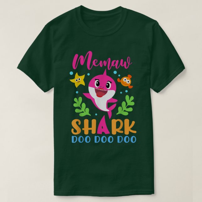Memaw SharkMemaw Shark Älskare-familjen Mors dag T Shirt (Design framsida)