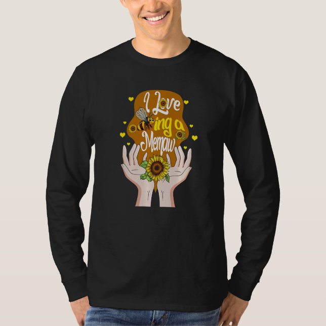 Memaw Simple I Love Being A Memaw Bee Sunflower Sp T Shirt (Framsida)
