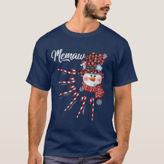 Memaw Snowman Candy Cane Christmas Red Plaid Hat 7 T Shirt