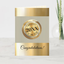 Memblem i Faux guld som är anställd på årskortet