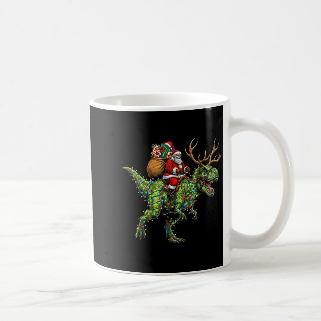 Meme 67 Christmas Santa Riding Dinosaur T Rex Boys Kaffemugg (Höger)