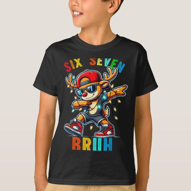 Meme 6 7 Ren Dansar Dabbing Six Seven Bruh För Män T Shirt (Framsida)