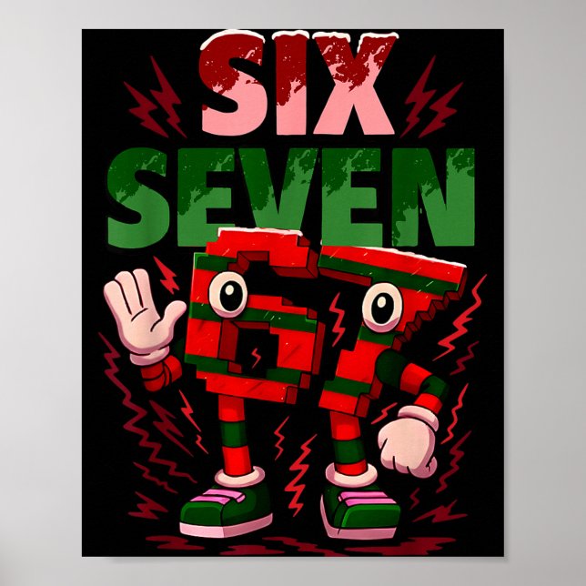 Meme 6 7 Six Seven Italian Brainrot Christmas Red  Poster (Framsidan)