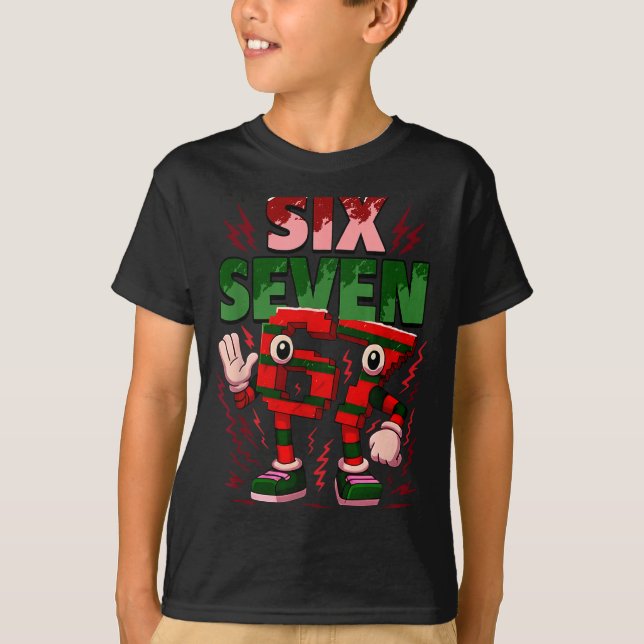 Meme 6 7 Six Seven Italian Brainrot Christmas Red  T Shirt (Framsida)