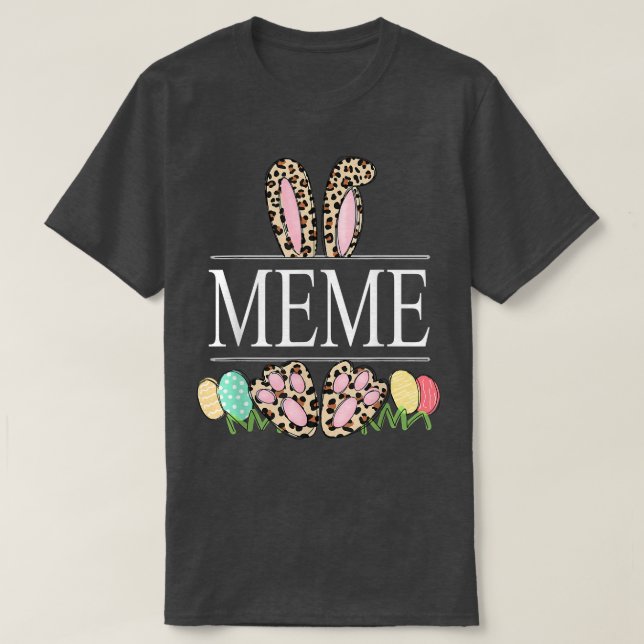 meme Bunny Leopard Grandma Påsk Day Rabbit Eggs  T Shirt (Design framsida)