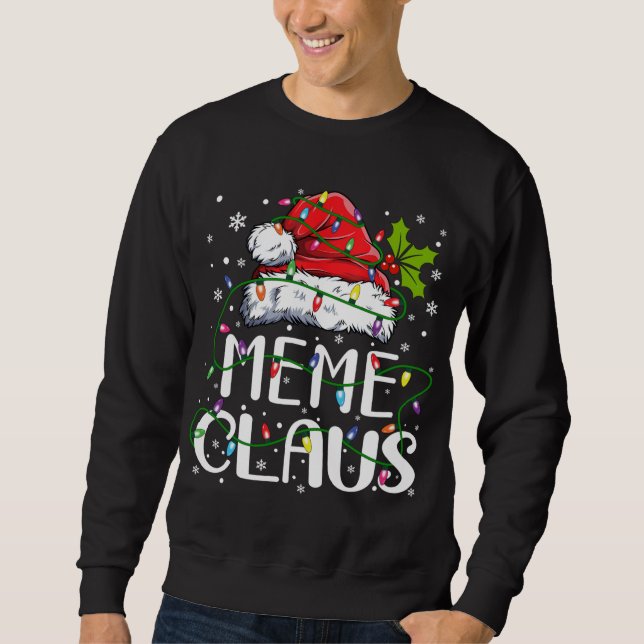 Meme Claus jul Santa Hat Matching Family Xma Lång Ärmad Tröja (Framsida)