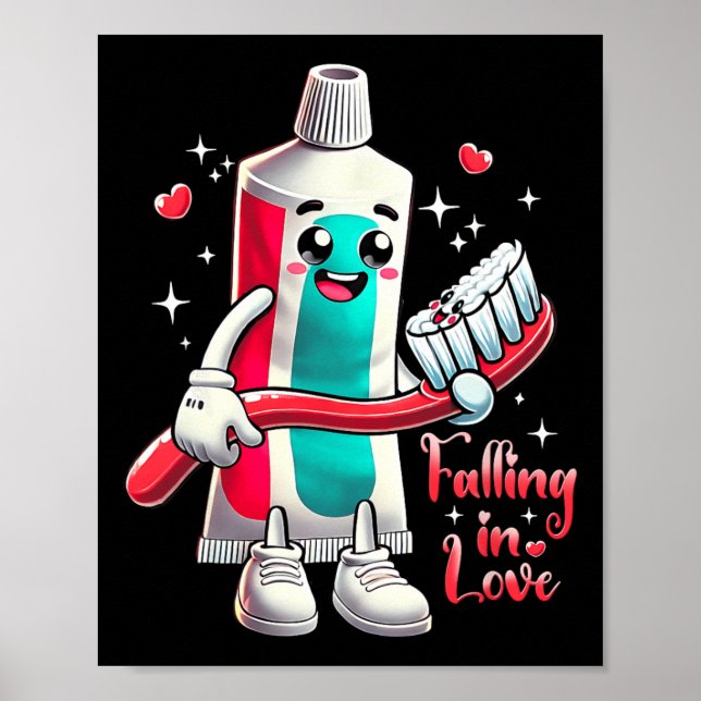 Meme Falling Inlove Valentine Toothpaste Love Toot Poster (Framsidan)