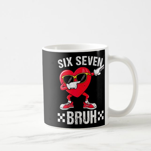 Meme Funny 67 Six Seven Bruh Heart Valentines Men  Kaffemugg (Höger)