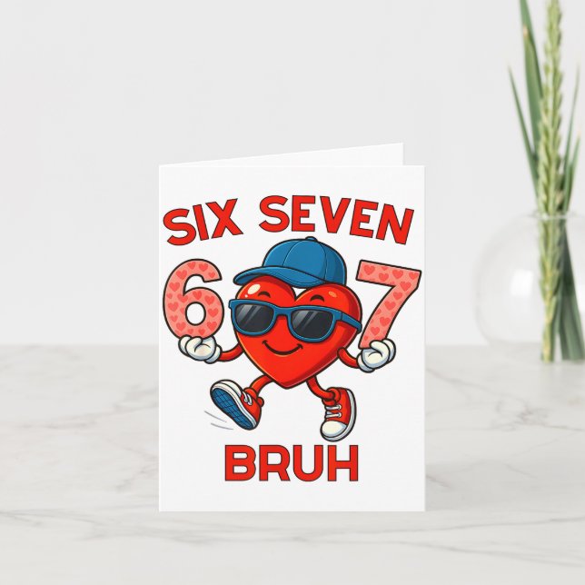 Meme Funny 67 Six Seven Bruh Heart Valentines Men  Kort (Framsida)