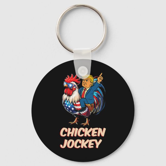 Meme Funny Trump Chicken Jockey Nyckelring (Framsida)