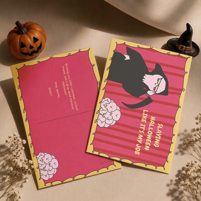 Meme Halloween Söt Grim Reaper Vykort (Skapare uppladdad)