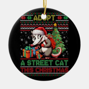 Meme Julafton Adopt A Street Cat Santa Opossum Mer Julgransprydnad Keramik