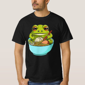 Meme Kawaii Frog Eating in Ramen Bowl Japanskt kit T Shirt
