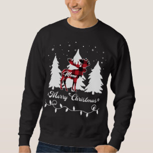 Meme Moose Buffalo Röd Plaid Jul Matchande Fa Lång Ärmad Tröja