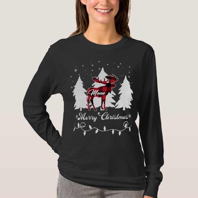 Meme Moose Buffalo Röd Rutig Jul Matchande Fa T Shirt (Framsida)