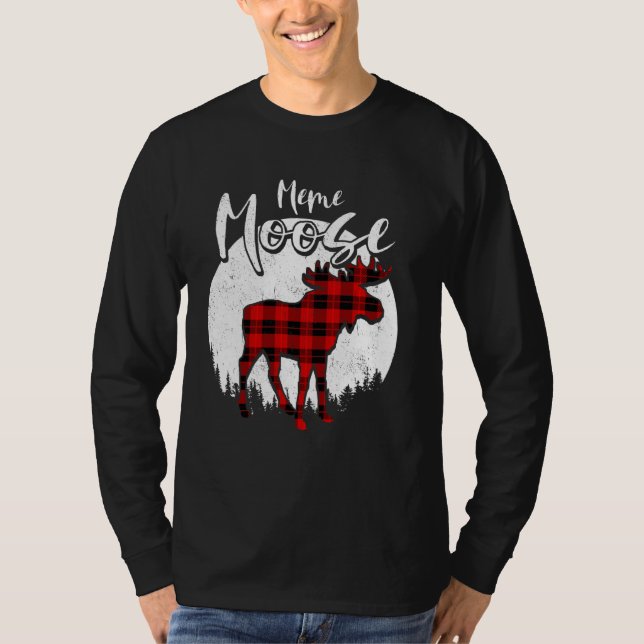 Meme Moose Red Play Buffalo Matching Family Pajam T Shirt (Framsida)