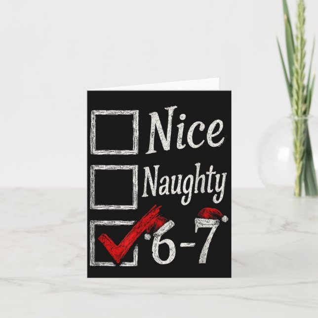 Meme Nice Naughty Christmas Funny Gift Men, Women  Kort (Framsida)