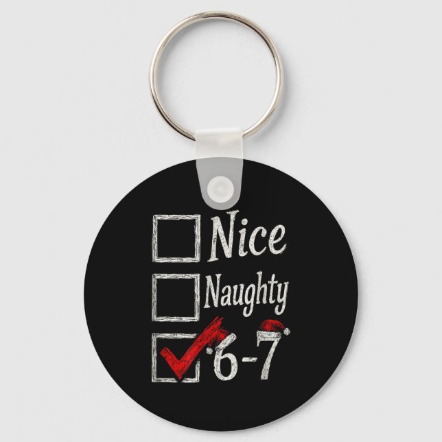Meme Nice Naughty Christmas Funny Gift Men, Women  Nyckelring (Framsida)